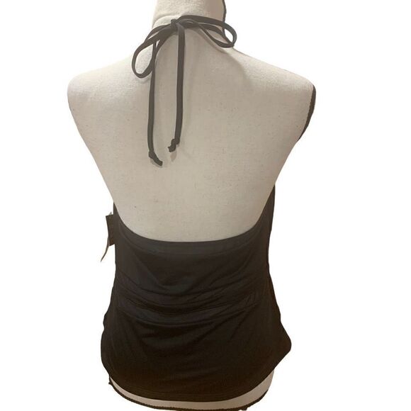 Bar lll “Run Wild” Tankini Black Mesh-Trim Stretchy Tied V-Neck Women XL NWT‎ - Picture 4 of 9